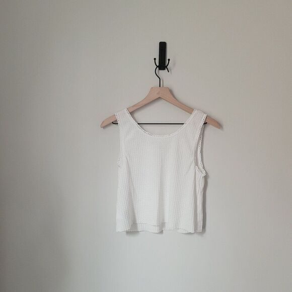 New American Eagle Waffle Cropped Tank in White Size Medium NWT - Picture 4 of 6